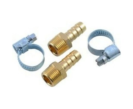 Штуцер пневматический наружная резьба 1/2- елочка 8 мм, 2 шт. + хомуты ROCKFORCE RF-MH08/05 