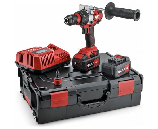 Двухскоростная аккумуляторная ударная дрель-шуруповерт FLEX PD 2G 18.0-EC/5.0 Set 18.0 В 504904 
