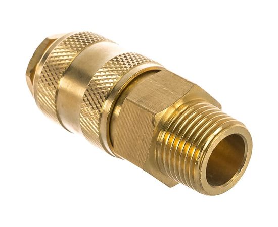 Быстроразъем пневматический с клапаном - наружная резьба 3/8"", латунь ЭВРИКА ER-BSE1-3SM 