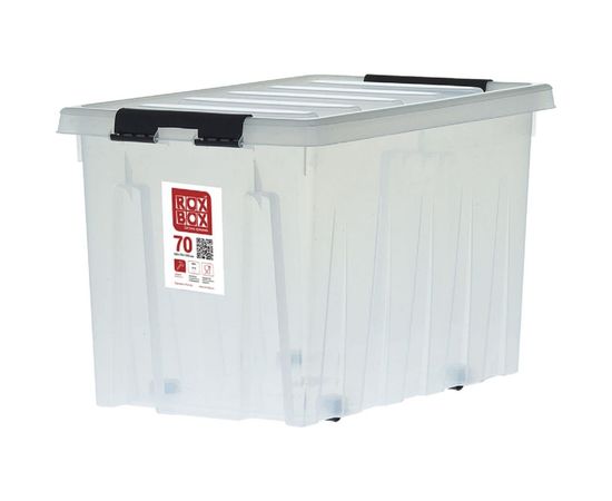 Ящик п/п 589х396х355 мм с крышкой и клипсами, на роликах, прозрачный Rox Box 24840 