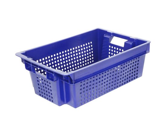 Ящик Тара.ру п/э 600х400х200 1,5кг, дно сплошное, стенки перфорированные, синий 05435 