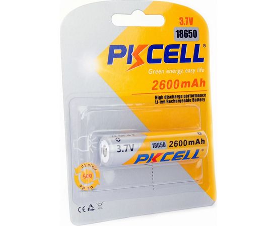 Литий-ионный аккумулятор PKCELL тип - 18650 1 шт в блистере, без защиты 18650 2600-1B 