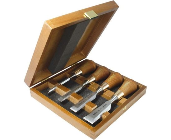 Набор из 4 зачистных стамесок в деревянном ящике NAREX 853750 