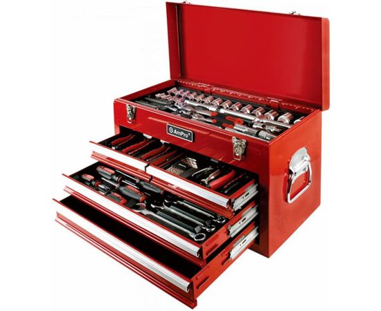 Инструментальный ящик с набором инструмента AmPro 117 поз. 4 отд. 540x257x328 мм T47100 