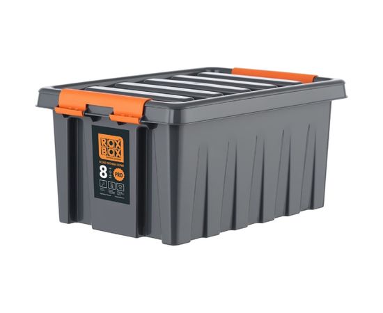 Ящик Rox Box п/п, 335x220x155 мм, с крышкой и клипсами, PRO, цв. антрацит 25338 