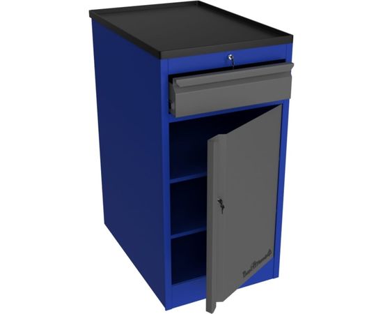 Тумба Верстакофф PROFFI Т1 RAL5005 1 дверца RAL7024 и 1 выдвижной ящик RAL7024,центральный замок 