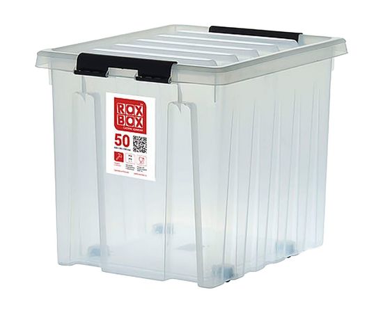 Ящик Rox Box п/п 500х390х390 мм с крышкой и клипсами, на роликах, прозрачный 18710 