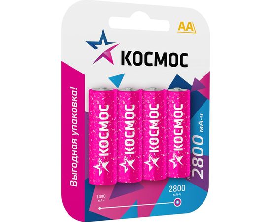 Аккумулятор КОСМОС R6 2800mAh Ni-MH 4 на блистере KOCR6NIMH2800mAh4BL 