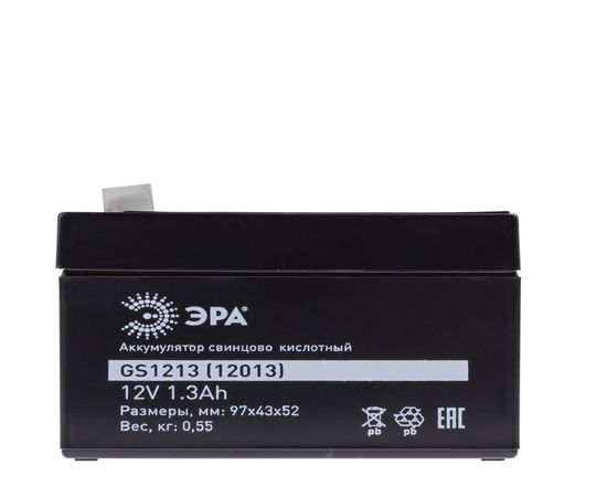 Аккумулятор свинцово-кислотный GS1213 12V, 1.3Ah ЭРА Б0050076 