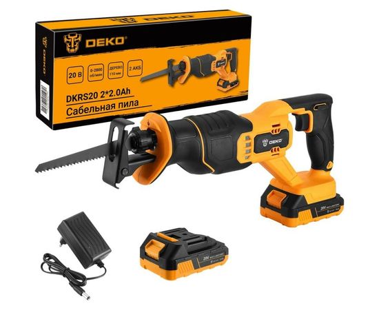 Аккумуляторная сабельная пила DEKO DKRS20, 20 В, 2х2.0 Ач 063-4253 