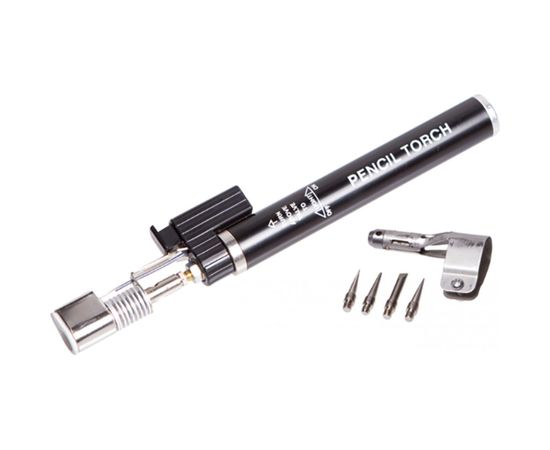 Газовая горелка РемоКолор, тип карандаш, с пьезоподжигом, 4 насадки, заправка бутаном С4Н10 73-0-004 