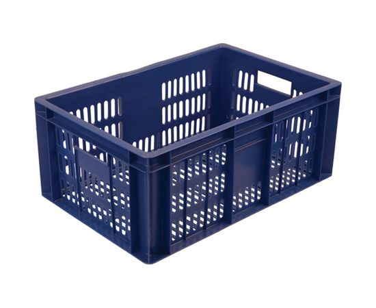 Колбасный ящик с перфорацией, п/э, синий, 600х400х250 Тара.ру 19148 