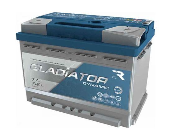 Аккумуляторная батарея Gladiator 77 А/ч, обратная полярность, тип вывода конус GDY7700 