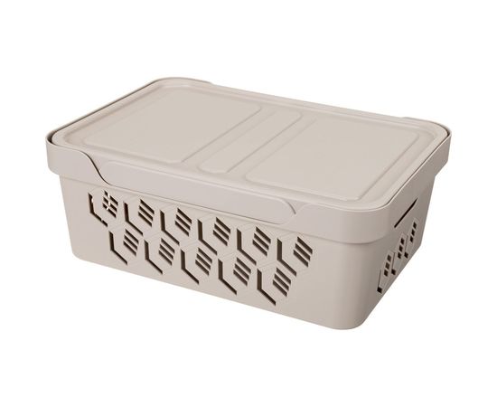 Универсальный ящик Econova Deluxe с крышкой, 380х276х140 мм, 12 л светло-бежевый 433205734 