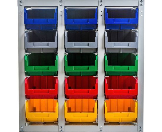 Стелла-техник Стеллаж с направляющими стационарный, односторонний, 15 ячеек с ящиками, V3-15 