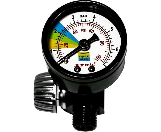 Манометр с регулятором давления на рукоятку окрасочного пистолета RADEX Star S-081C 