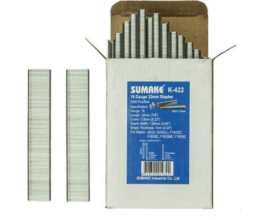 Скоба (22 мм) 5000 шт для пневмостеплеров 90/25, 90/40 Sumake K-422 