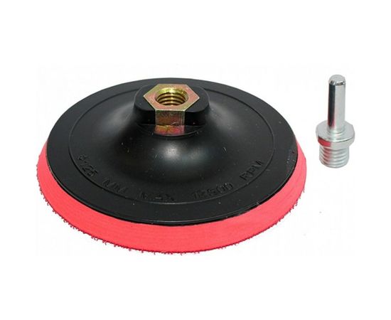 Тарелка опорная 125 мм крепление на липучке Velcro для УШМ М14 + переходник на дрель Bohrer 50112501 