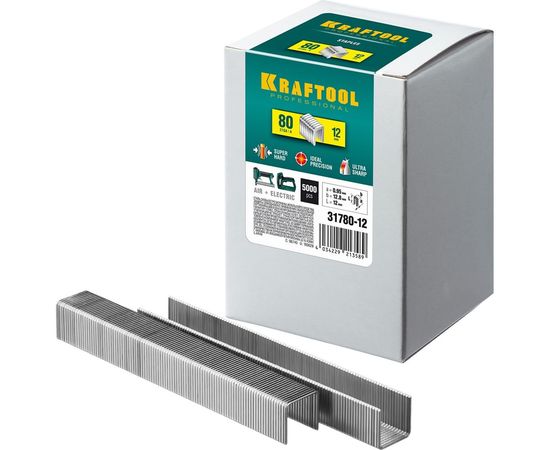 Закаленные скобы для степлера Kraftool тип 80 12 мм 5000 шт. 31780-12 