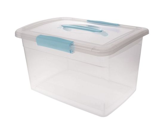 Ящик для хранения Branq Laconic с защелками и ручкой 11 л небесный прозрачный BQ2524НБСПР 