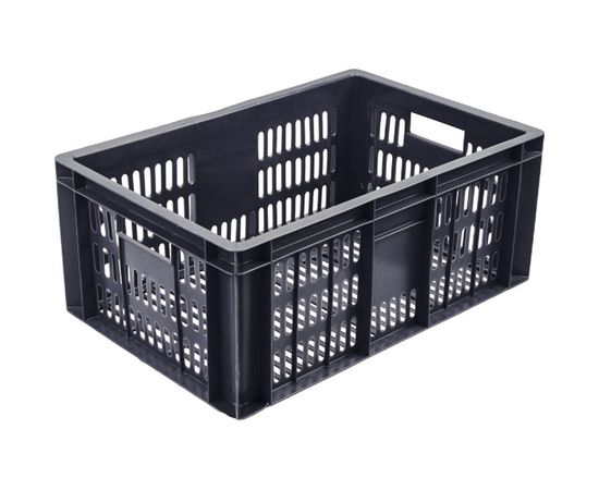 Колбасный ящик с перфорацией Тара.ру п/э, 600x400x250 мм, черный 19153 