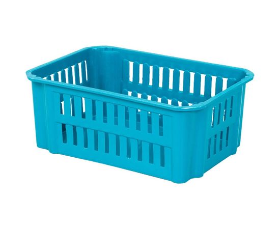Перфорированный бирюзовый ящик для хранения и переноски продуктов Тара.ру п/э 323х223х124 23072 
