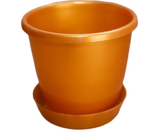 Цветочный горшок с поддонником Каменскволокно 1.3 л, золотистый 00000030472 