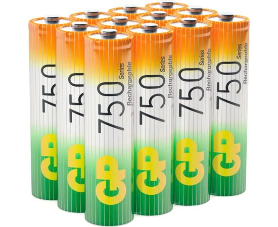Аккумуляторные мизинчиковые батарейки ААА GP hr03 750 mah/мАч ni-mh 12 штук блистер 75AAAHC-B12 
