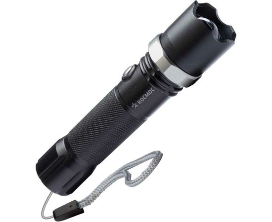 Ручной аккумуляторный фонарь КОСМОС 3Вт LED, линза, зум, Li-ion18650 1200mAh, анодированный алюминий, USB-шнур KOS112Lit 