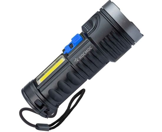 Ручной аккумуляторный фонарь КОСМОС 3Вт LED+3Вт COB, Li-ion 18650 1200mAh, ABS-пластик, индикатор, USB-шнур KOS115Lit 