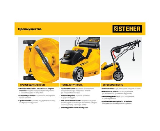 Сетевая газонокосилка STEHER 1700 Вт LM-38-1700 – изображение 7