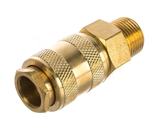 Быстроразъем пневматический с клапаном - наружная резьба 3/8"", латунь ЭВРИКА ER-BSE1-3SM – изображение 2
