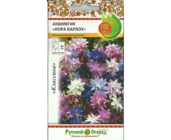 Семена РУССКИЙ ОГОРОД Цветы Аквилегия Нора Барлоу, смесь, 0.08 г 7011201 