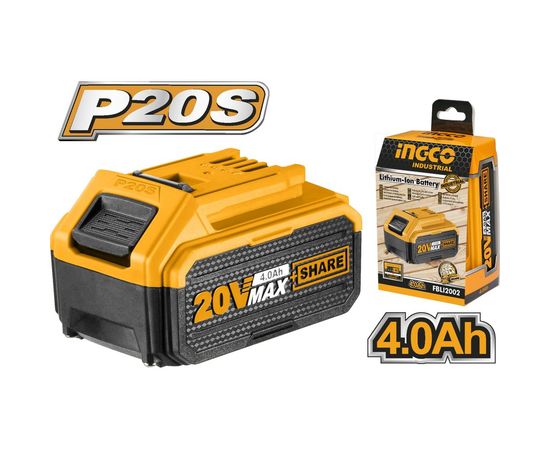 Батарея аккумуляторная INDUSTRIAL (20 В; 4.0 Ач) для серии P20S INGCO FBLI2002 – изображение 2