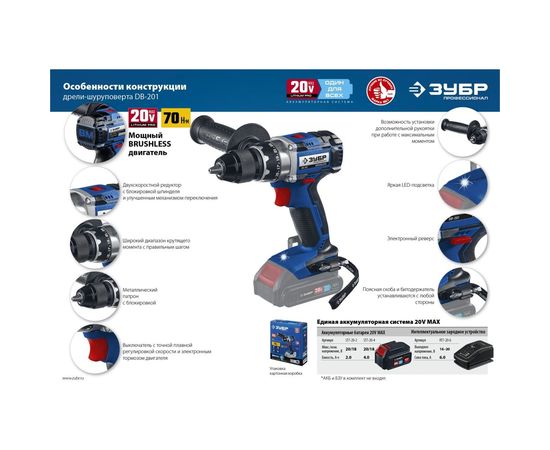 Бесщеточная дрель-шуруповерт ЗУБР Профессионал DB-201 – изображение 9