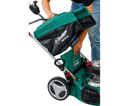 Самоходная бензиновая газонокосилка ЗУБР 460 мм, 4.5 л.с. ГБС-460 – изображение 12