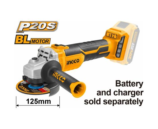 Аккумуляторная угловая шлифовальная машина INGCO CAGLI1252 – изображение 2
