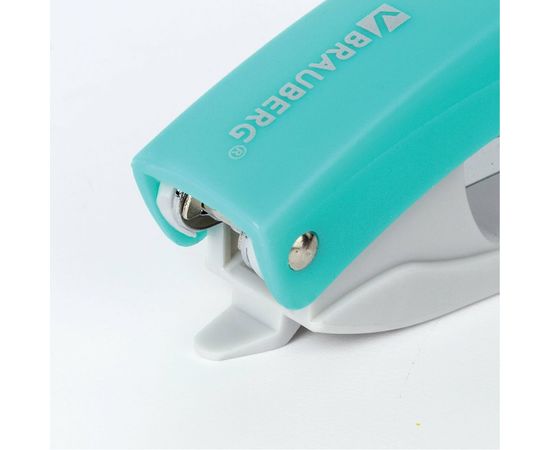 Степлер №10 BRAUBERG Original, до 12л, с антистеплером, бирюза, 227765 – изображение 3