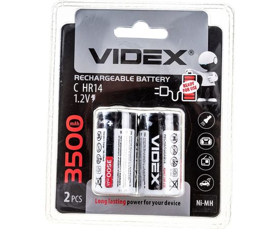 Никель-металлогидридный аккумулятор Videx HR14/C 3500mAh 2BL LSD, низкий саморазряд VID-HR14/C-3500 – изображение 4