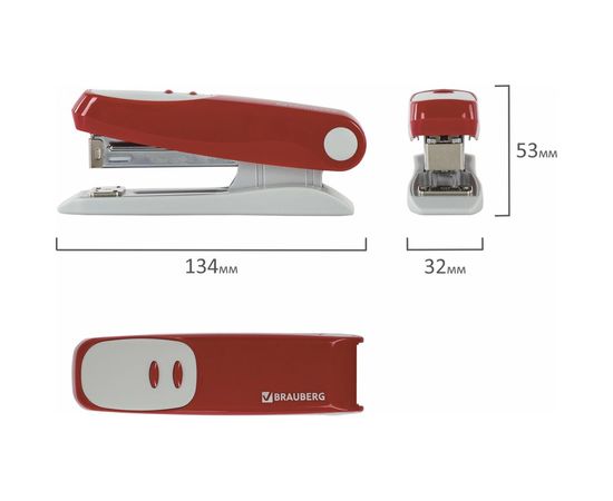 Тёмно-красный степлер BRAUBERG №24/6, 26/6 Germanium 226579 – изображение 5