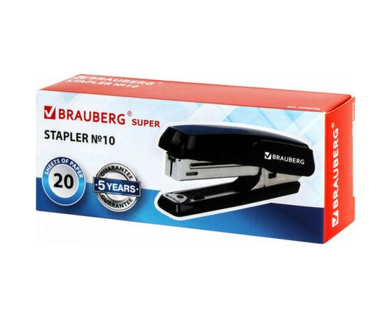 Степлер BRAUBERG Super №10, до 20 листов, антистеплер, черно-синий 229078 – изображение 5