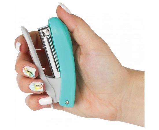 Степлер №10 BRAUBERG Original, до 12л, с антистеплером, бирюза, 227765 – изображение 7