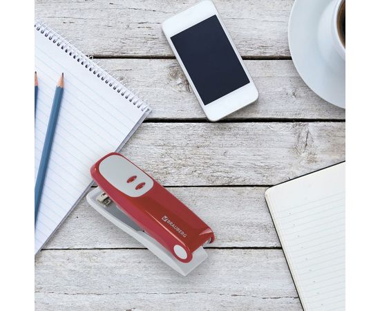 Тёмно-красный степлер BRAUBERG №24/6, 26/6 Germanium 226579 – изображение 9