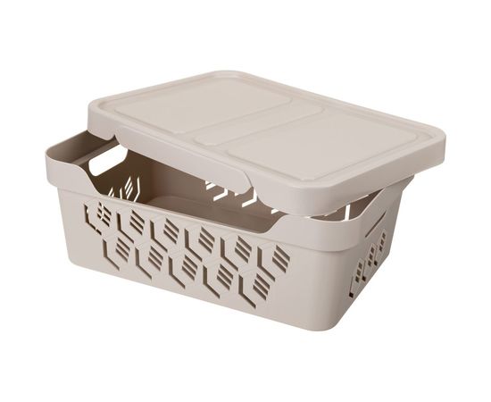 Универсальный ящик Econova Deluxe с крышкой, 380х276х140 мм, 12 л светло-бежевый 433205734 – изображение 15