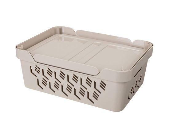 Универсальный ящик Econova Deluxe с крышкой, 380х276х140 мм, 12 л светло-бежевый 433205734 – изображение 16