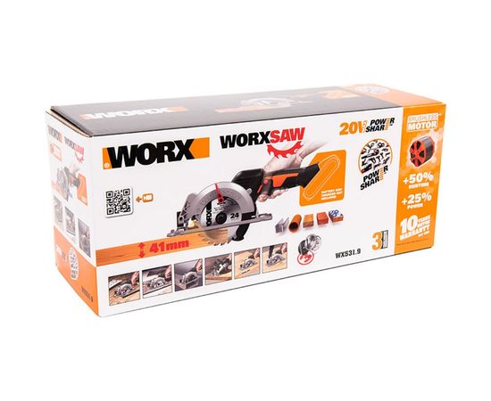 Аккумуляторная циркулярная бесщеточная мини-пила WORX WX531.9 – изображение 9
