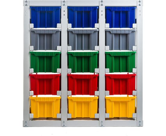 Стелла-техник Стеллаж с направляющими стационарный, односторонний, 15 ячеек с ящиками, V3-15 – изображение 2