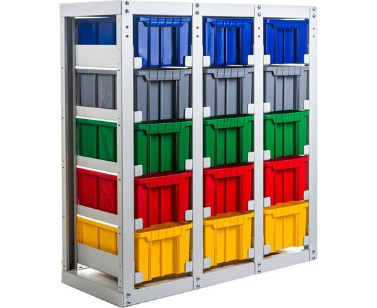 Стелла-техник Стеллаж с направляющими стационарный, односторонний, 15 ячеек с ящиками, V3-15 – изображение 3