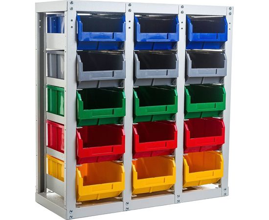 Стелла-техник Стеллаж с направляющими стационарный, односторонний, 15 ячеек с ящиками, V3-15 – изображение 4