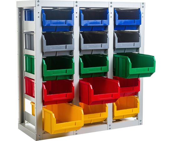 Стелла-техник Стеллаж с направляющими стационарный, односторонний, 15 ячеек с ящиками, V3-15 – изображение 5